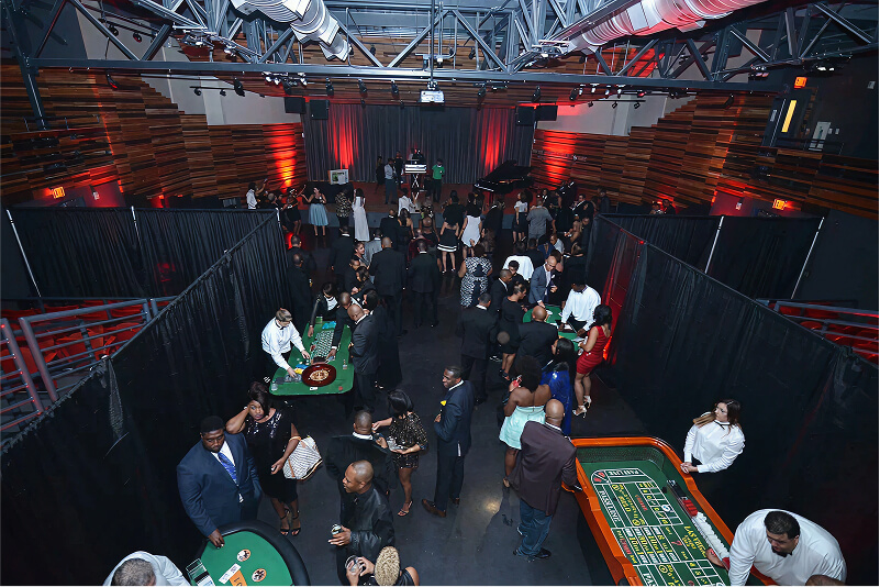Floor of the venue with a casino night theme