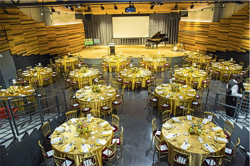 Tables set up for a wedding