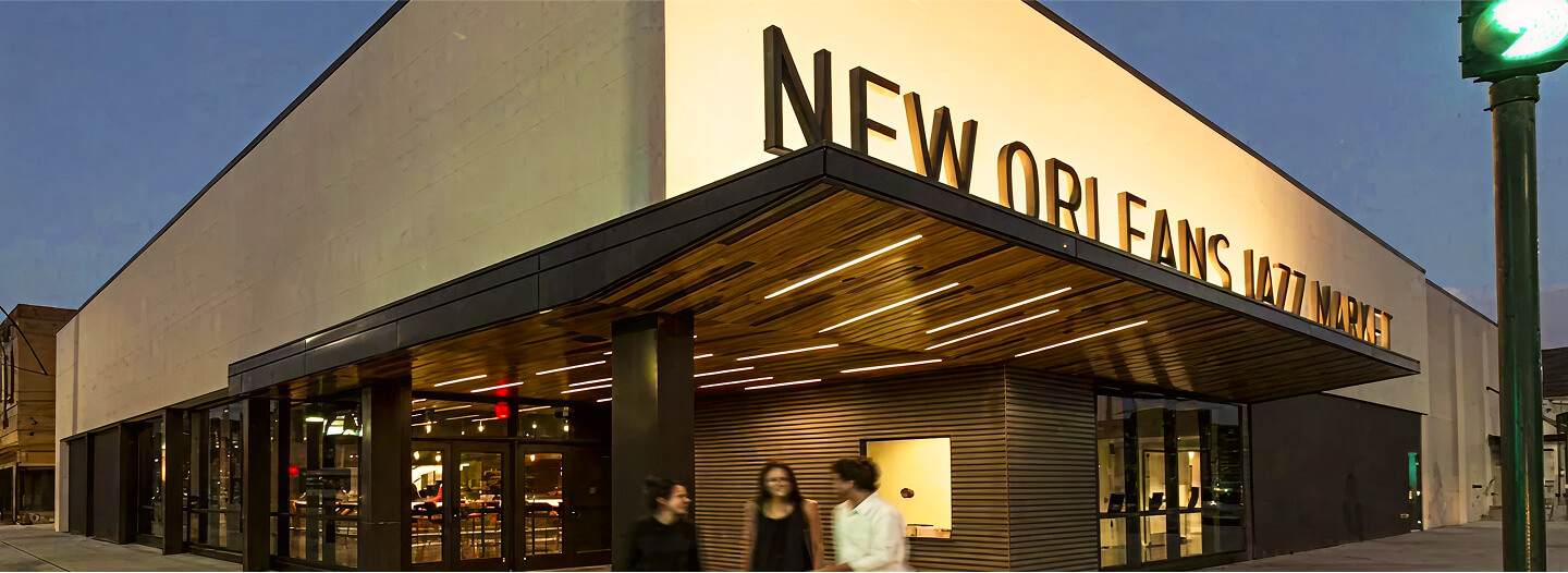 The Jazz and Blues Market exterior with People